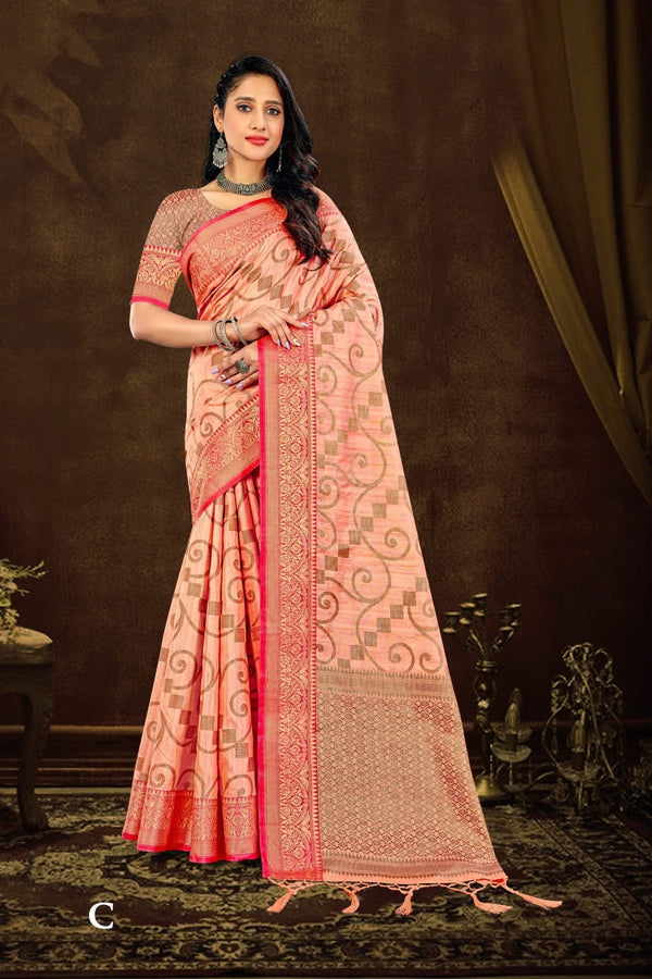 Rashmi Prints Sahi Libas-28 Rp-Sl28-C Peach Cotton Silk Saree