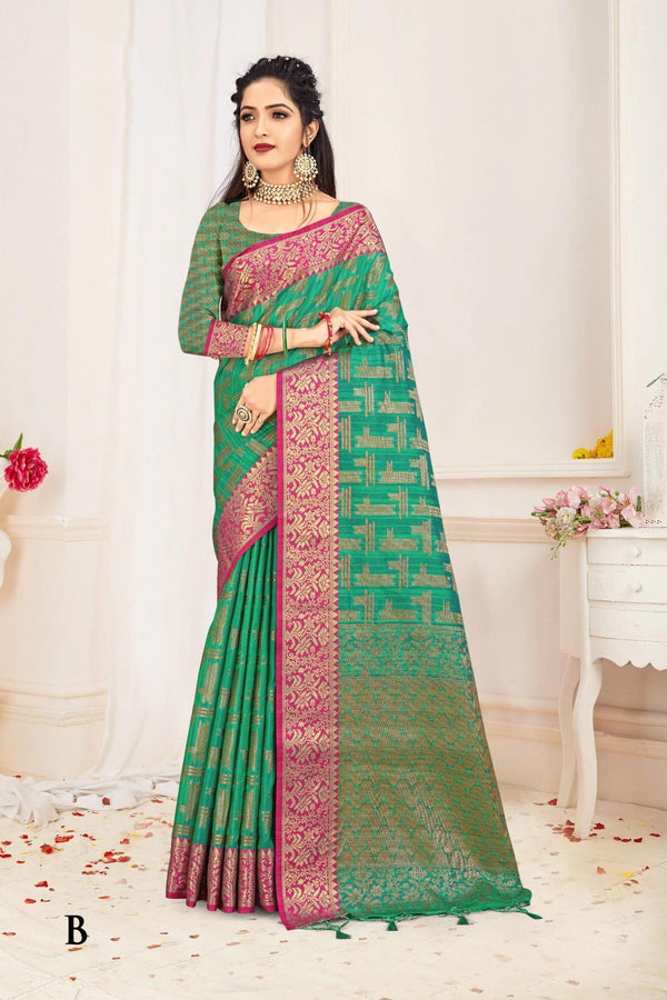 Rashmi Prints Sahi Libas-35 Rp-Sl35-B Green Cotton Silk Saree