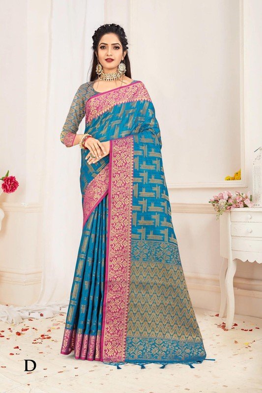 Rashmi Prints Sahi Libas-35 Rp-Sl35-D Blue Cotton Silk Saree