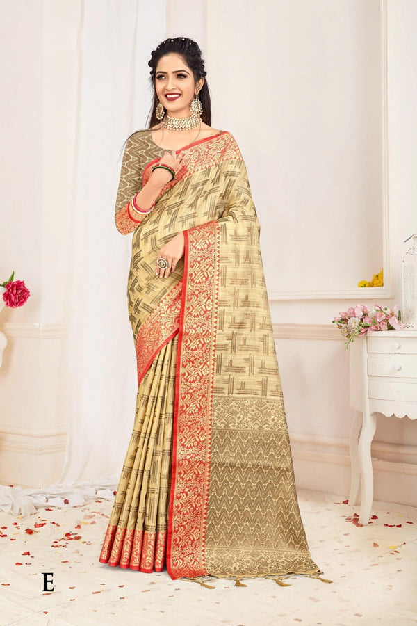 Rashmi Prints Sahi Libas-35 Rp-Sl35-E Cream Cotton Silk Saree