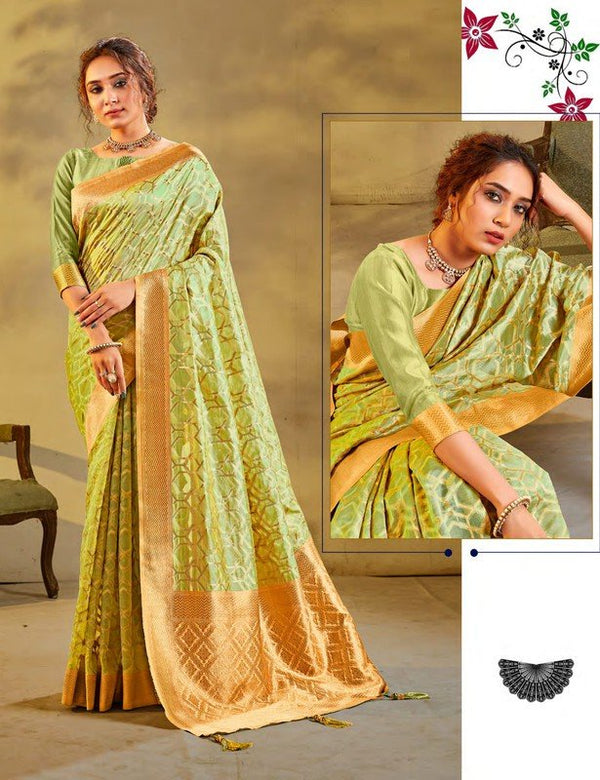 Rashmi Prints Shobhna Rp-Sh01-F Green Cotton Silk Saree