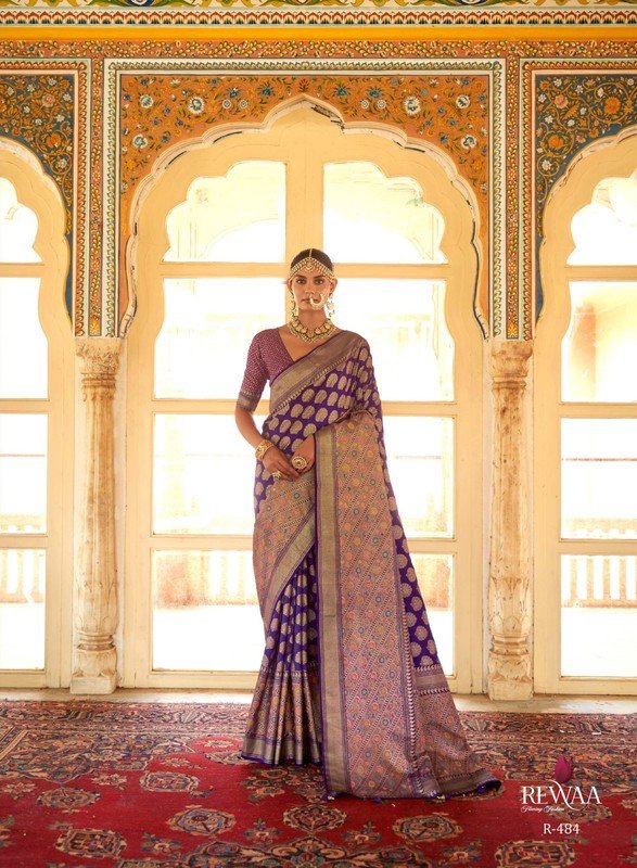 Rewaa Banarasi Rw-484 Purple Silk Saree