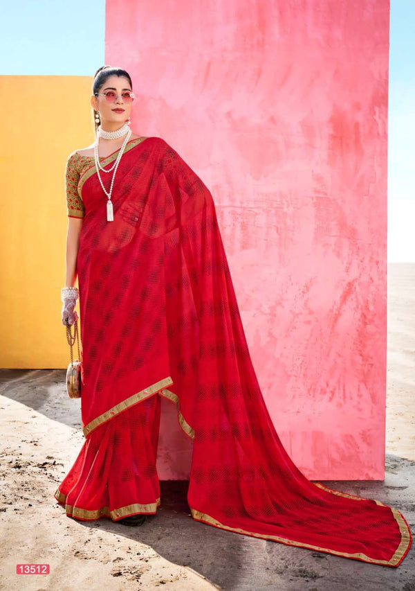Riddhi Sarees Aisha Vol-2 Rs03512 Red Georgette Saree
