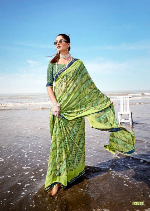 Riddhi Sarees Aisha Vol-2 Rs03513 Green Georgette Saree