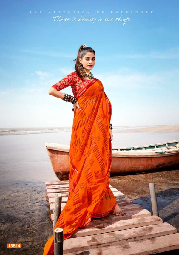Riddhi Sarees Aisha Vol-2 Rs03514 Orange Georgette Saree