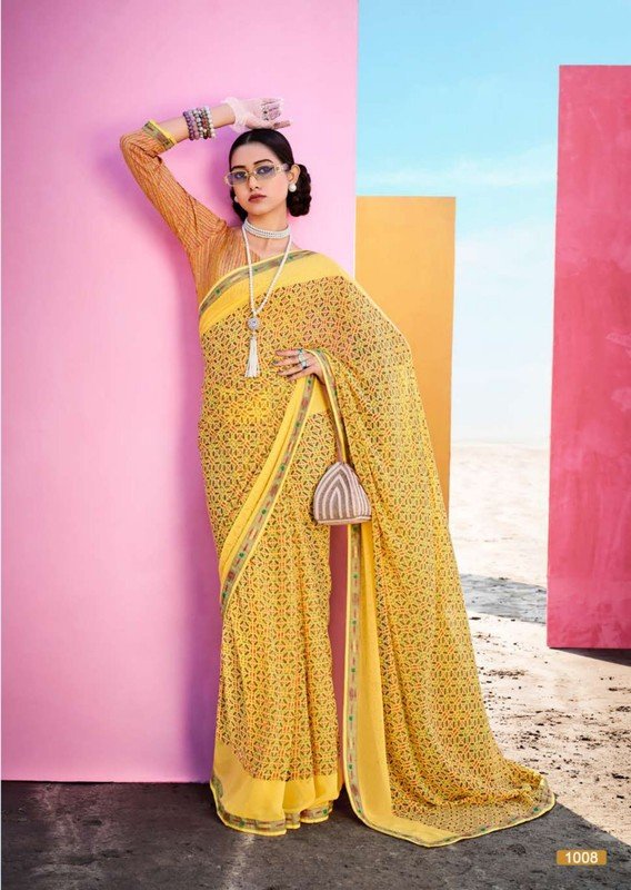 Riddhi Sarees Aisha Vol-2 Rs03518 Yellow Georgette Saree