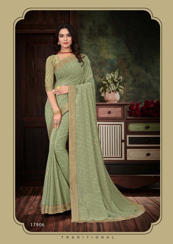 Riddhi Sarees Ekana Rs07906 Green Georgtte Saree