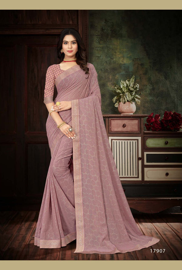 Riddhi Sarees Ekana Rs07907 Mauve Georgtte Saree