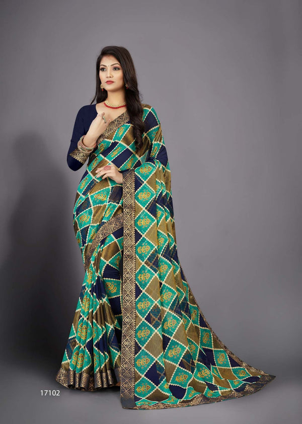 Riddhi Sarees Harshika Rs07102 Multicolor Brasso Saree