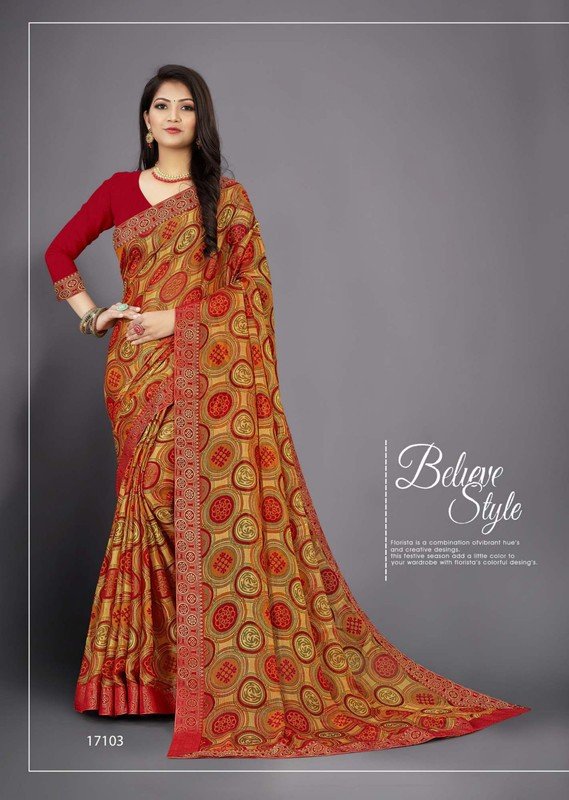 Riddhi Sarees Harshika Rs07103 Multicolor Brasso Saree