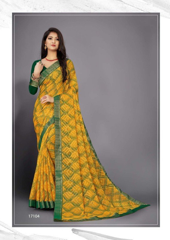 Riddhi Sarees Harshika Rs07104 Yellow Brasso Saree