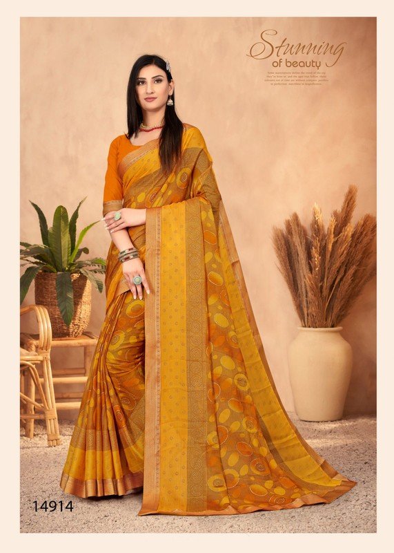 Riddhi Sarees Jenny Vol-2 Rs04914 Yellow Chiffon Saree