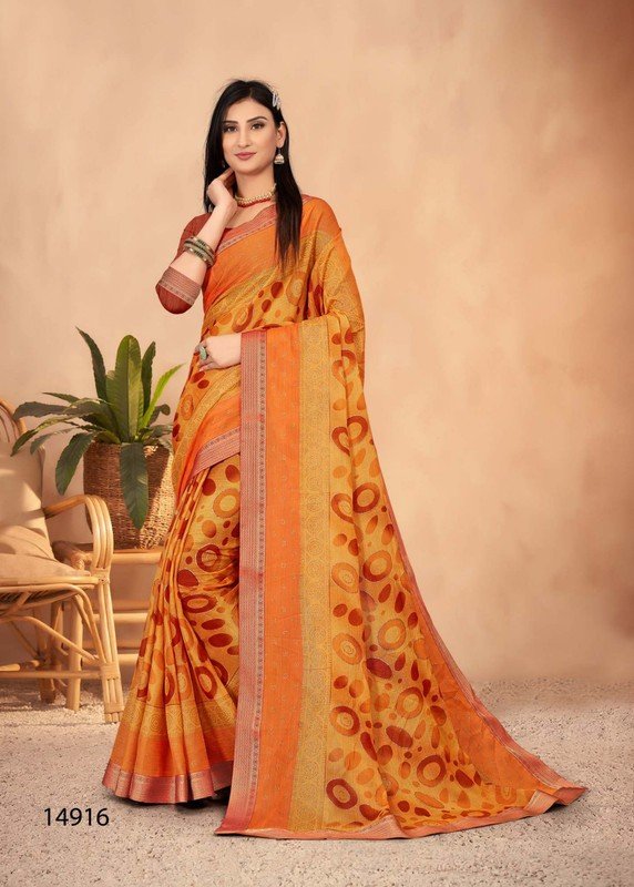 Riddhi Sarees Jenny Vol-2 Rs04916 Orange Chiffon Saree