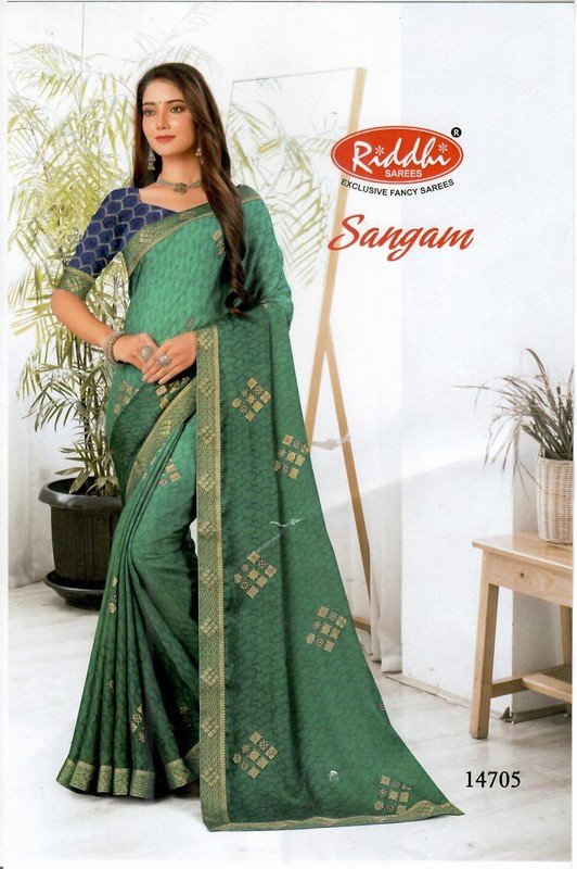 Riddhi Sarees Sangam Rs04705 Green Chiffon Silk Saree