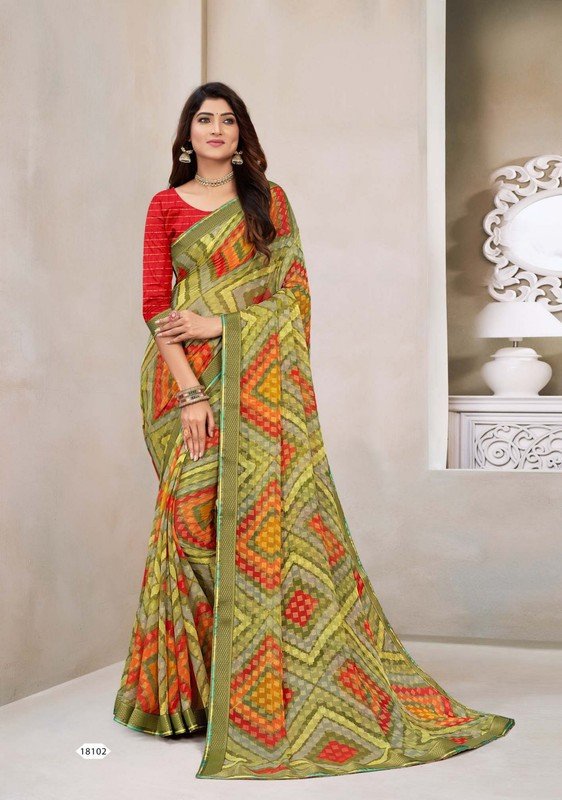 Riddhi Sarees Satrangi Rs08102 Multicolor Brasso Saree