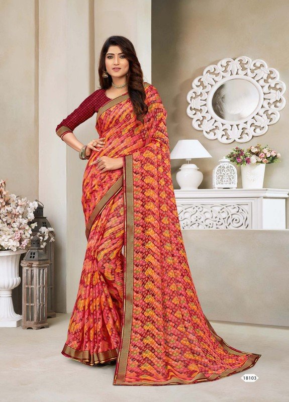 Riddhi Sarees Satrangi Rs08103 Multicolor Brasso Saree