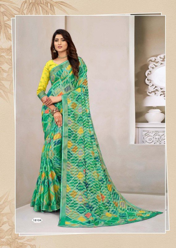 Riddhi Sarees Satrangi Rs08104 Green Brasso Saree