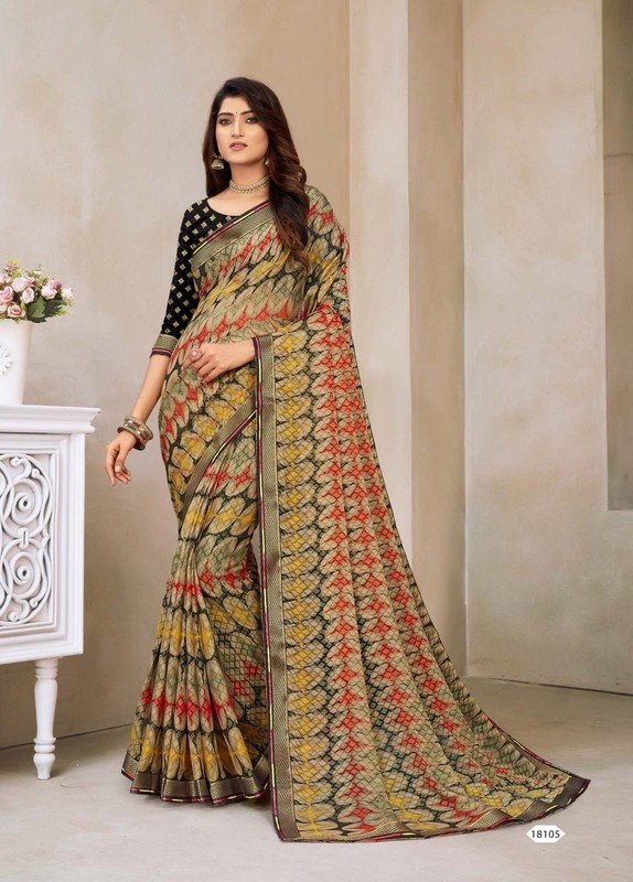 Riddhi Sarees Satrangi Rs08105 Multicolor Brasso Saree