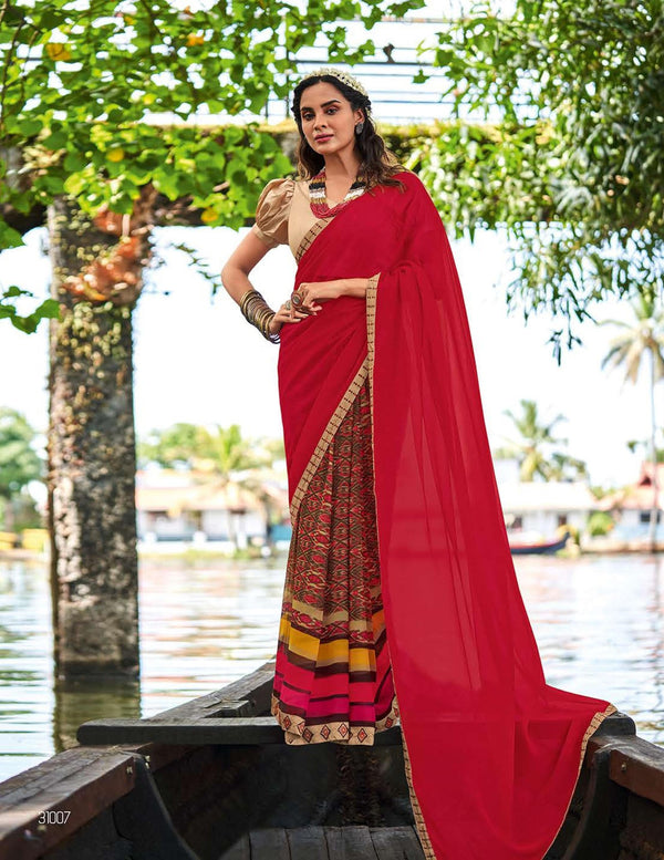 Sanskar Saachi Stp-S31007 Red Georgette Saree