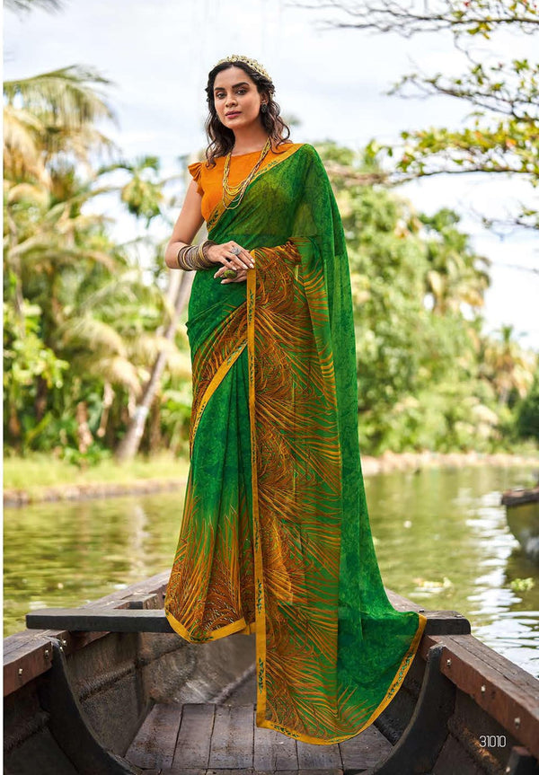 Sanskar Saachi Stp-S31010 Green Georgette Saree