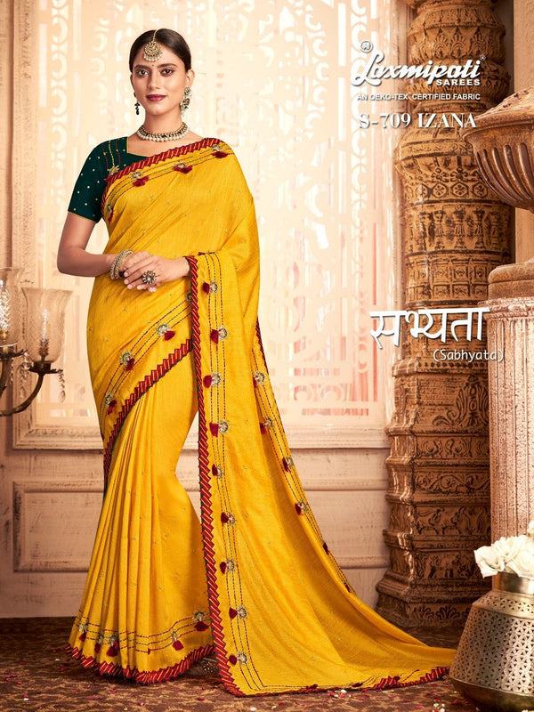 Laxmipati Sabhyata S-709 Yellow Raw Silk Saree