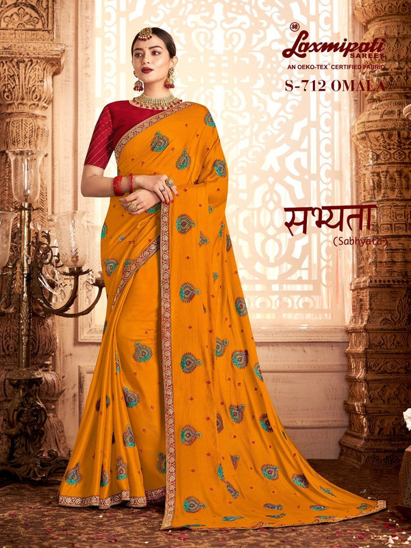 Laxmipati Sabhyata S-712 Yellow Raw Silk Saree