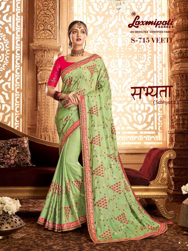 Laxmipati Sabhyata S-715 Green Raw Silk Saree