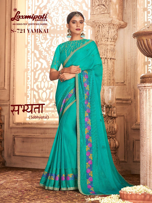 Laxmipati Sabhyata S-721 Green Raw Silk Saree