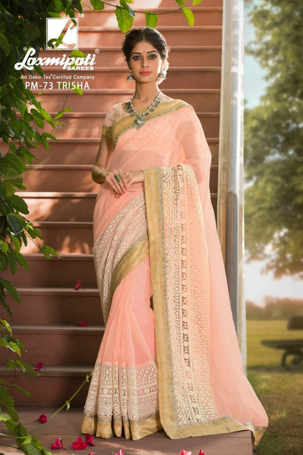 Laxmipati Devrani Pm-73 Peach Cotton Silk Saree