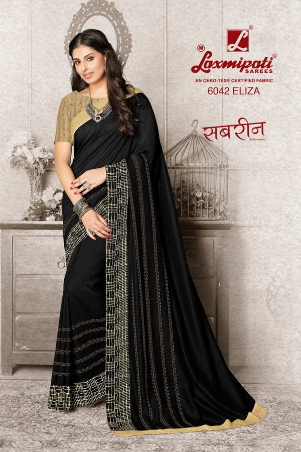 Laxmipati Sabrin 6042 Black Vichitra Silk Saree