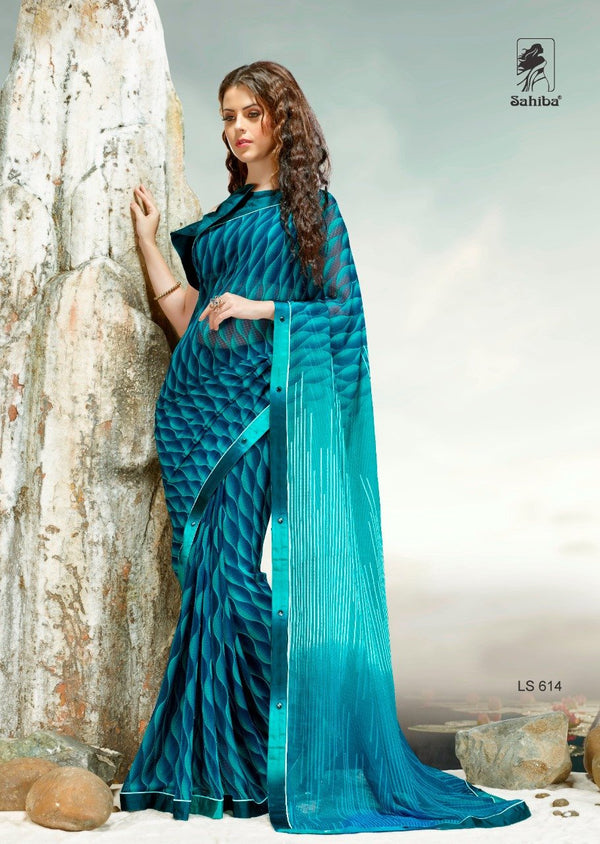 Sahiba Sahiba Collection S614 Blue Unique Fancy Fabric Saree