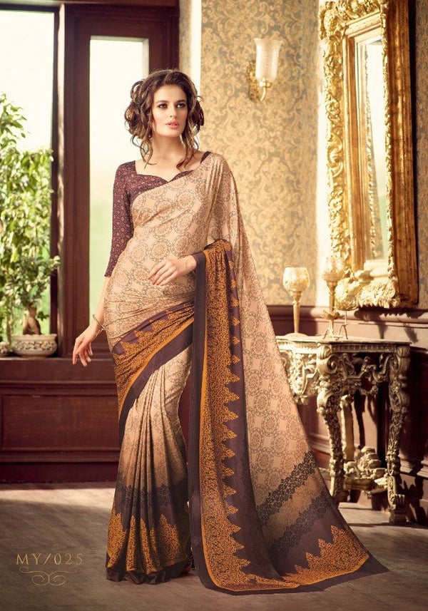 Sahiba Sahiba Collection Smy25 Brown Unique Fancy Fabric Saree