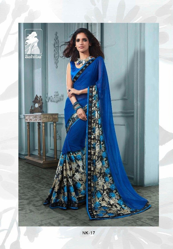 Sahiba Sahiba Collection Snk17 Blue Unique Fancy Fabric Saree