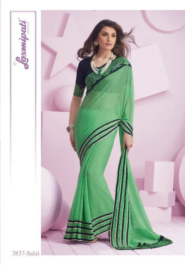 Laxmipati Sanchita 3837 Green Chiffon Saree