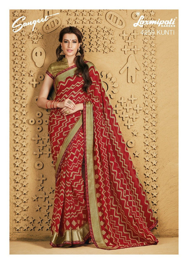 Laxmipati Sangeet 4259 Red Georgette Saree