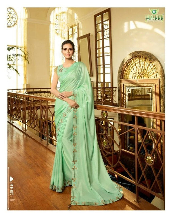 Sanskar Sanskar Fashion Store Stp-81007 Green Unique Fancy Fabric Saree