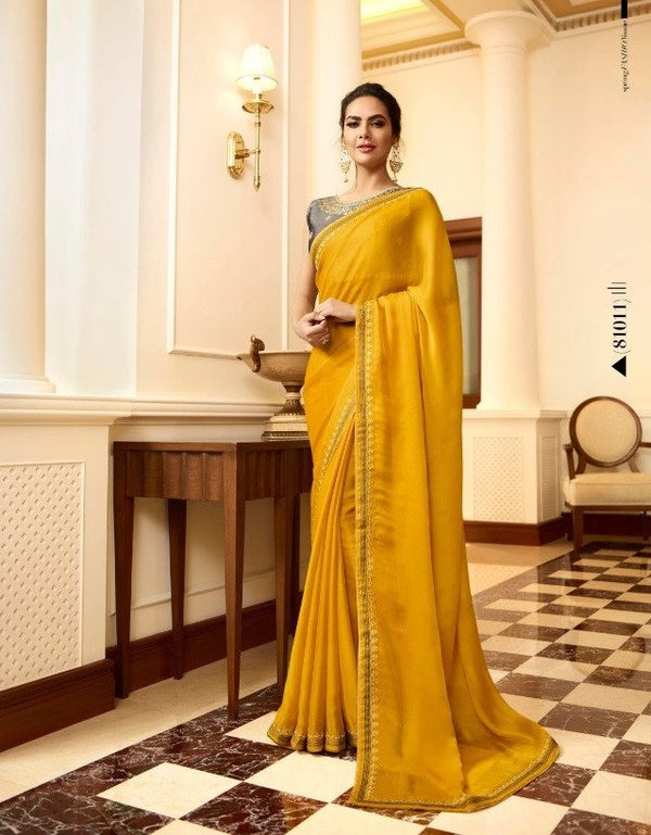 Sanskar Sanskar Fashion Store Stp-81011 Yellow Unique Fancy Fabric Saree