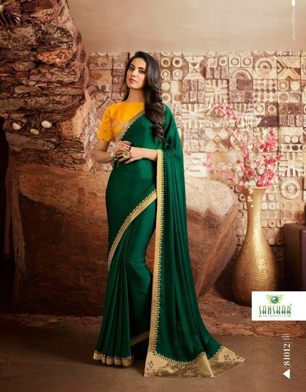 Sanskar Sanskar Fashion Store Stp-81012 Green Unique Fancy Fabric Saree