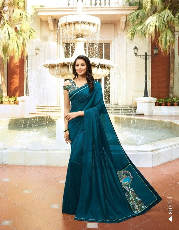 Sanskar Sanskar Fashion Store Stp-81013 Blue Unique Fancy Fabric Saree