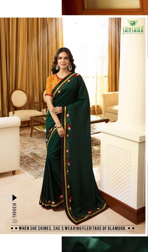 Sanskar Sanskar Fashion Store Stp-81016 Green Unique Fancy Fabric Saree