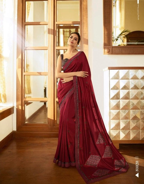 Sanskar Sanskar Fashion Store Stp-81020 Maroon Unique Fancy Fabric Saree