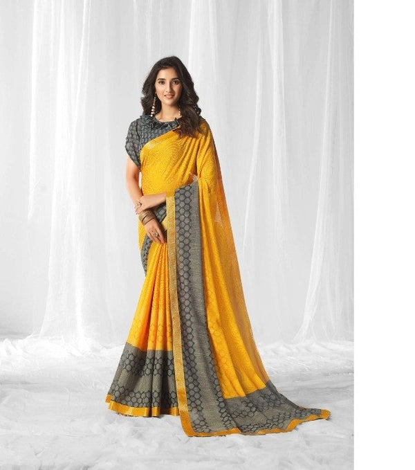 Sanskar Sanskar Gunjita Stp-4104 Yellow Chiffon Saree