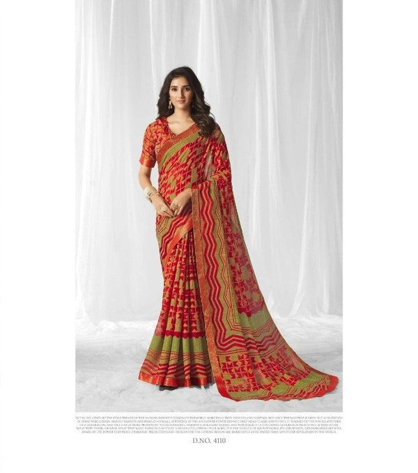 Sanskar Sanskar Gunjita Stp-4110 Red Chiffon Saree