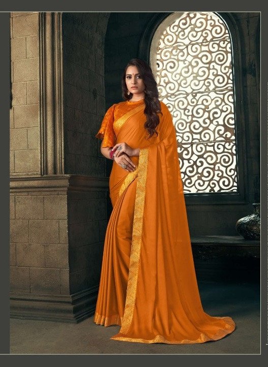 Sanskar Sanskar Heli Stp-H12001 Orange Chiffon Saree