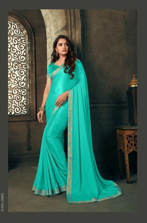 Sanskar Sanskar Heli Stp-H12002 Blue Chiffon Saree