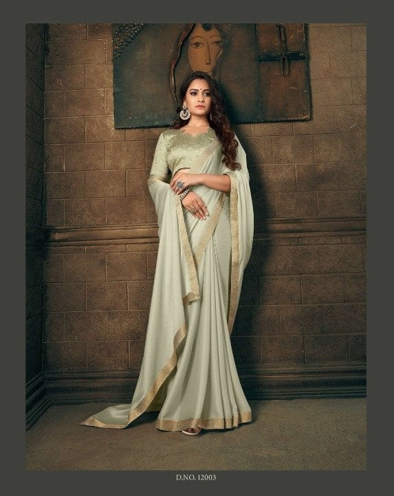 Sanskar Sanskar Heli Stp-12003 Grey Chiffon Saree