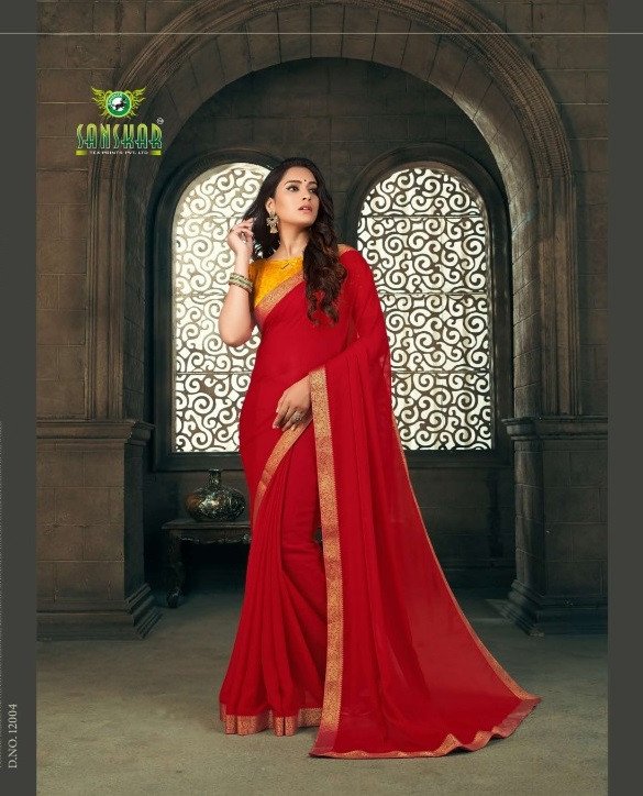 Sanskar Sanskar Heli Stp-12004 Red Chiffon Saree