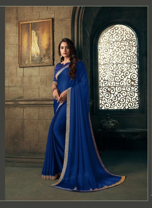 Sanskar Sanskar Heli Stp-H12008 Blue Chiffon Saree