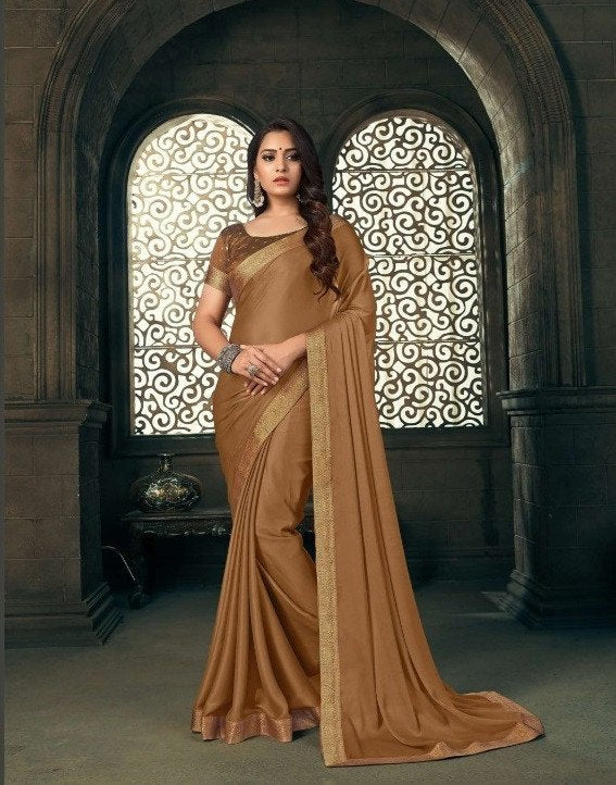 Sanskar Sanskar Heli Stp-H12011 Brown Chiffon Saree