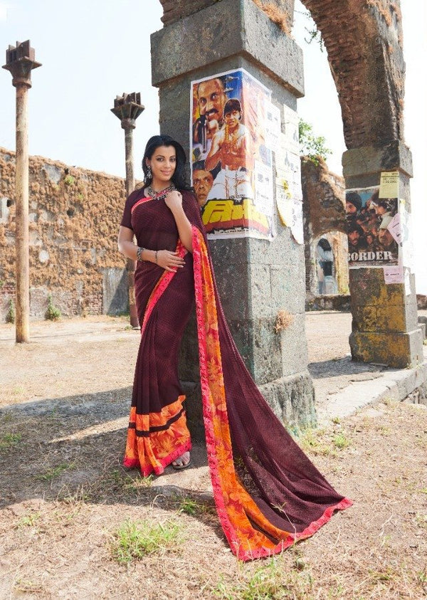 Sanskar Sanskar Kamlee Stp-27062 Brown Georgette Saree